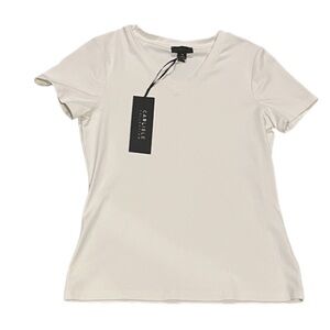 Carlisle Paradigm-Wht V-Neck Short Sleeve Tee, NWT